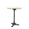Table de terrasse ORSAY Ø60 pliable d'extérieur - Fonte d'acier, mélamine - laiton plateau marbre blanc, structure noir