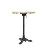 Table de terrasse ORSAY Ø60 pliable d'extérieur - Fonte d'acier, mélamine - laiton plateau marbre blanc, structure noir