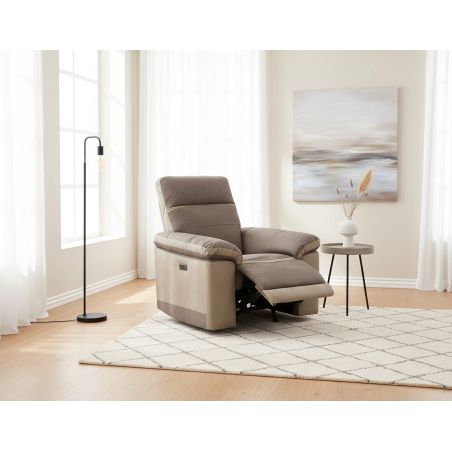 Fauteuil relax électrique SUSY 2 en tissu bicolore avec port USB