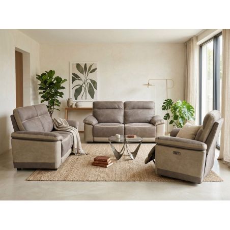 Fauteuil relax électrique SUSY 2 en tissu bicolore avec port USB