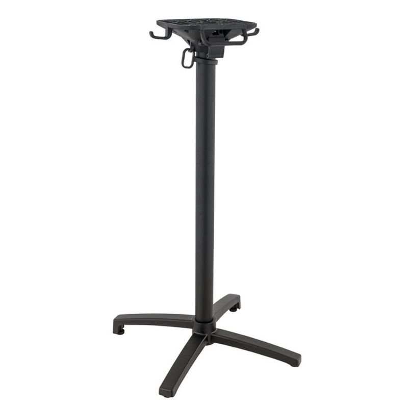 Pied de table de restaurant MODENA 4 BAR H108 pliable d'extérieur - Aluminium, polyamide noir mat