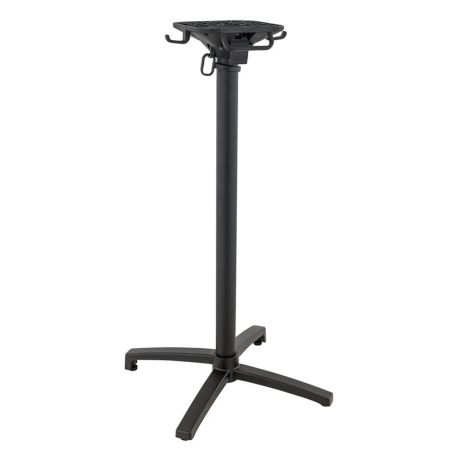 Pied de table de restaurant MODENA 4 BAR H108 pliable d'extérieur - Aluminium, polyamide noir mat