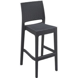 Tabouret de bar JAMAICA BST H75 empilable d'extérieur - Polypropylène et fibre de verre gris foncé