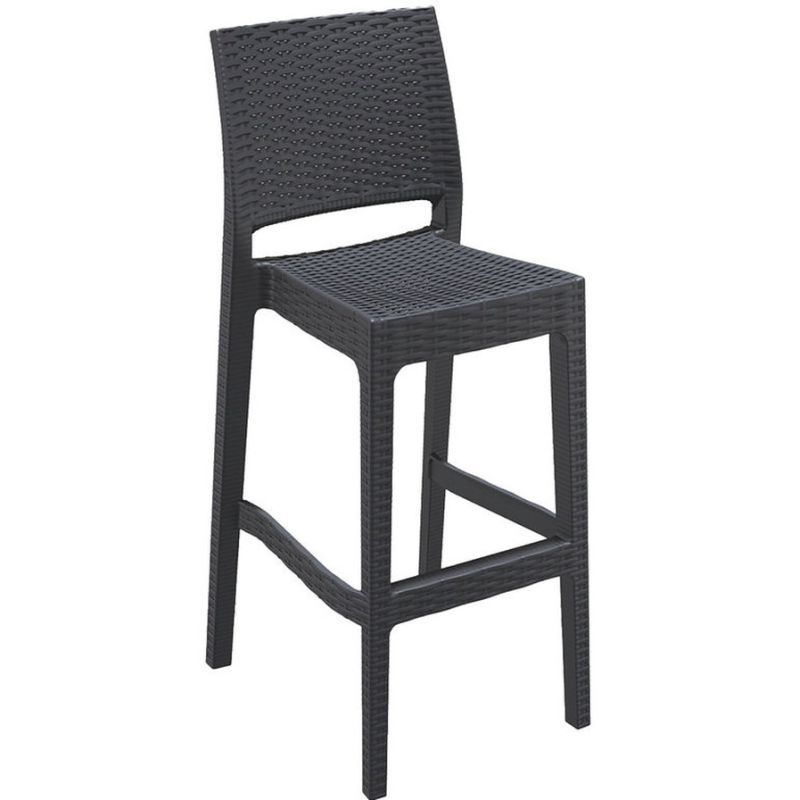 Tabouret de bar JAMAICA BST H75 empilable d'extérieur - Polypropylène et fibre de verre gris foncé