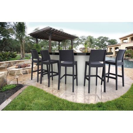 Tabouret de bar JAMAICA BST H75 empilable d'extérieur - Polypropylène et fibre de verre gris foncé
