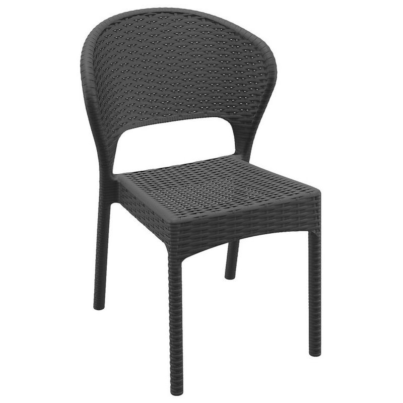 Chaise de terrasse DAYTONA H46 empilable d'extérieur - Polypropylène et fibre de verre gris foncé