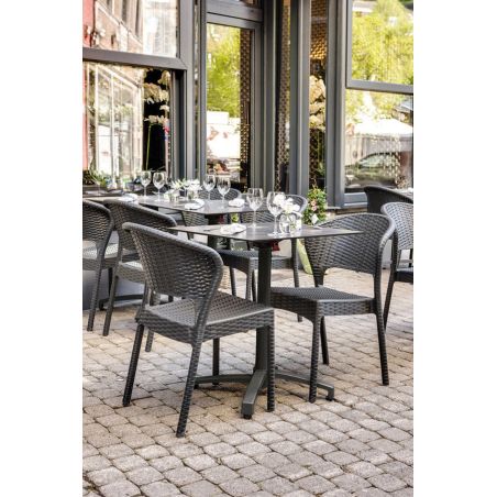 Chaise de terrasse DAYTONA H46 empilable d'extérieur - Polypropylène et fibre de verre gris foncé