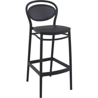 Tabouret de bar MARCEL BAR 75 H75 d'extérieur - Polypropylène et fibre de verre noir