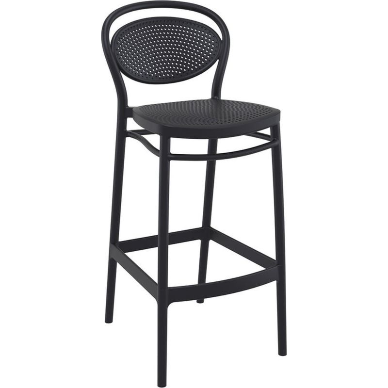 Tabouret de bar MARCEL BAR 75 H75 d'extérieur - Polypropylène et fibre de verre noir