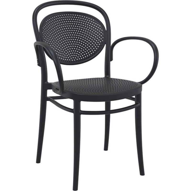 Fauteuil bistro MARCEL XL H44 empilable d'extérieur - Polypropylène et fibre de verre noir