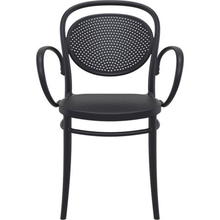 Fauteuil bistro MARCEL XL H44 empilable d'extérieur - Polypropylène et fibre de verre noir