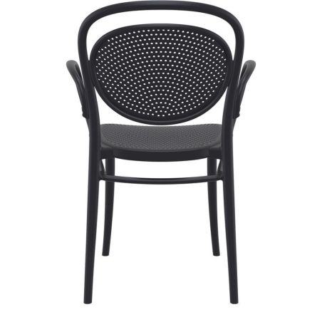 Fauteuil bistro MARCEL XL H44 empilable d'extérieur - Polypropylène et fibre de verre noir