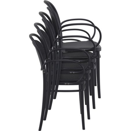 Fauteuil bistro MARCEL XL H44 empilable d'extérieur - Polypropylène et fibre de verre noir