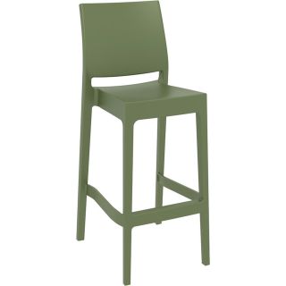 Tabouret de bar MAYA BAR 75 H75 empilable d'extérieur - Polypropylène olive