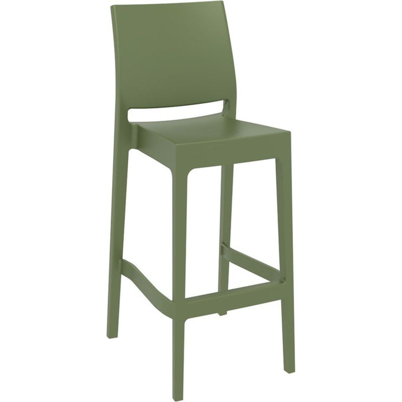 Tabouret de bar MAYA BAR 75 H75 empilable d'extérieur - Polypropylène olive