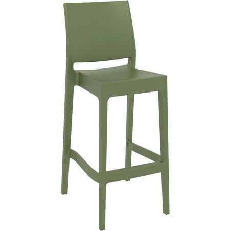 Tabouret de bar MAYA BAR 75 H75 empilable d'extérieur - Polypropylène olive