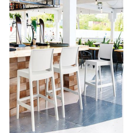 Tabouret de bar MAYA BAR 75 H75 empilable d'extérieur - Polypropylène olive