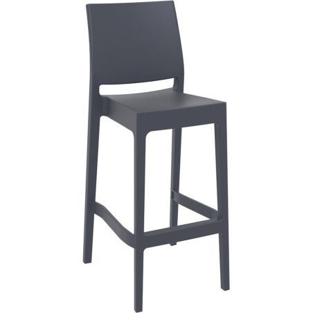 Tabouret de bar MAYA BAR 75 H75 empilable d'extérieur - Polypropylène gris foncé
