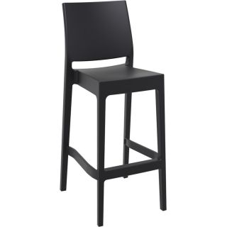 Tabouret de bar MAYA BAR 75 H75 empilable d'extérieur - Polypropylène noir