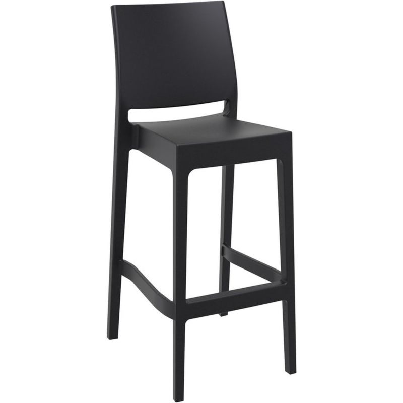 Tabouret de bar MAYA BAR 75 H75 empilable d'extérieur - Polypropylène noir