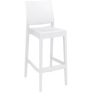 Tabouret de bar MAYA BAR 75 H75 empilable d'extérieur - Polypropylène blanc