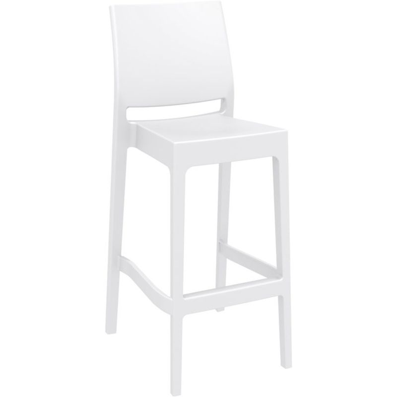 Tabouret de bar MAYA BAR 75 H75 empilable d'extérieur - Polypropylène blanc