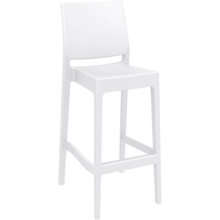 Tabouret de bar MAYA BAR 75 H75 empilable d'extérieur - Polypropylène blanc