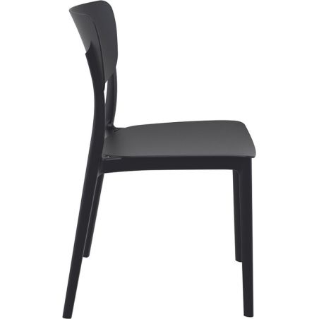 Chaise de terrasse MONNA H45 empilable d'extérieur - Polypropylène et fibre de verre noir