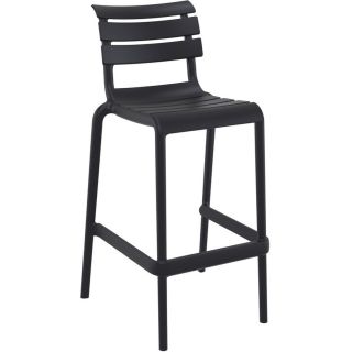 Tabouret de bar ACHILLE BAR 75 H75 empilable d'extérieur - Polypropylène et fibre de verre noir