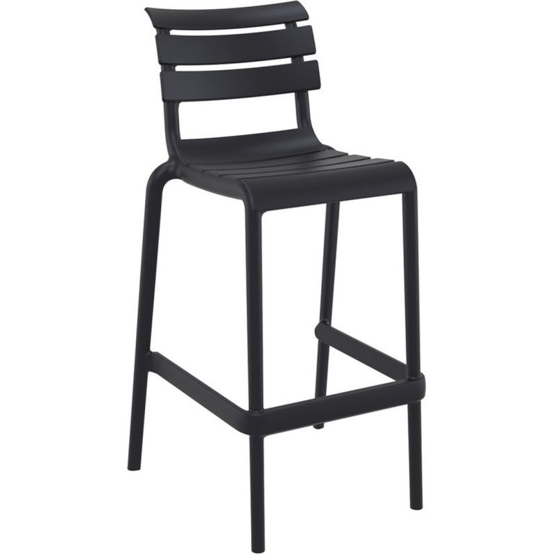 Tabouret de bar ACHILLE BAR 75 H75 empilable d'extérieur - Polypropylène et fibre de verre noir