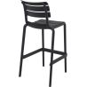 Tabouret de bar ACHILLE BAR 75 H75 empilable d'extérieur - Polypropylène et fibre de verre noir