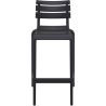 Tabouret de bar ACHILLE BAR 75 H75 empilable d'extérieur - Polypropylène et fibre de verre noir