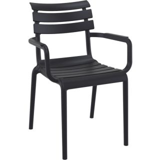 Fauteuil de terrasse ULYSSE H47 empilable d'extérieur - Polypropylène et fibre de verre noir
