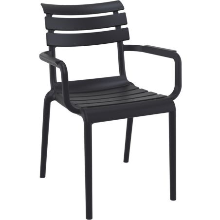 Fauteuil de terrasse ULYSSE H47 empilable d'extérieur - Polypropylène et fibre de verre noir
