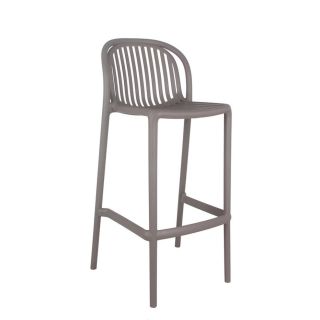 Tabouret de bar OMAN H76 empilable d'extérieur - Polypropylène taupe