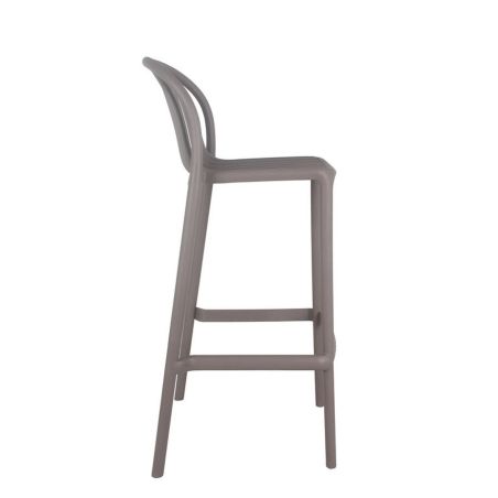 Tabouret de bar OMAN H76 empilable d'extérieur - Polypropylène taupe