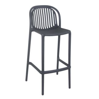 Tabouret de bar OMAN H76 empilable d'extérieur - Polypropylène anthracite
