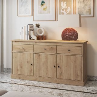 Buffet 3 portes GABRIEL LIGHT 170 cm en décor chêne clair
