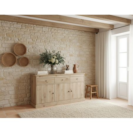 Buffet 3 portes GABRIEL LIGHT 170 cm en décor chêne clair
