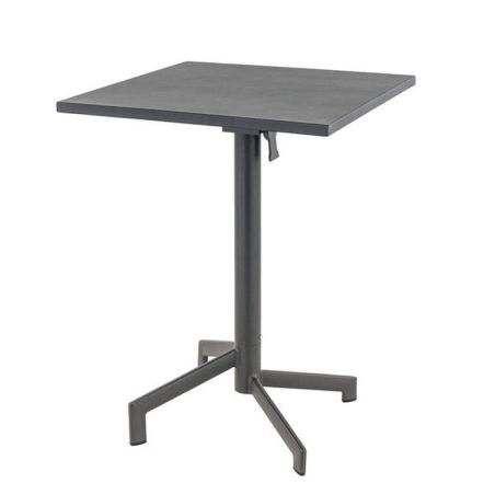 Table de terrasse PIGALLE 60x60 pliable d'extérieur - Aluminium, acier anthracite