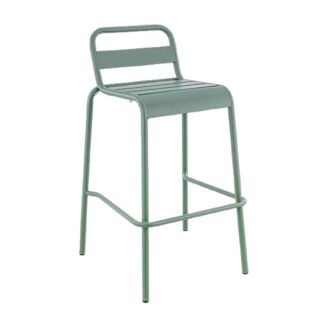 Tabouret de bar BASTILLE BST H75 empilable d'extérieur - Acier sauge