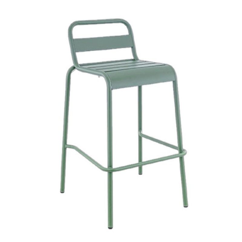 Tabouret de bar BASTILLE BST H75 empilable d'extérieur - Acier sauge