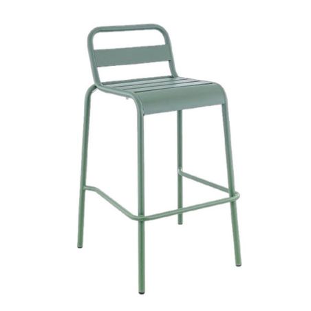 Tabouret de bar BASTILLE BST H75 empilable d'extérieur - Acier sauge