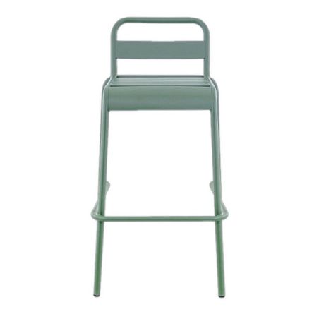 Tabouret de bar BASTILLE BST H75 empilable d'extérieur - Acier sauge