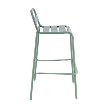Tabouret de bar BASTILLE BST H75 empilable d'extérieur - Acier sauge