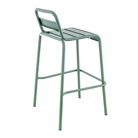 Tabouret de bar BASTILLE BST H75 empilable d'extérieur - Acier sauge