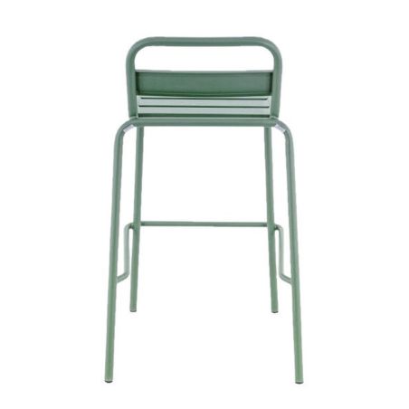 Tabouret de bar BASTILLE BST H75 empilable d'extérieur - Acier sauge
