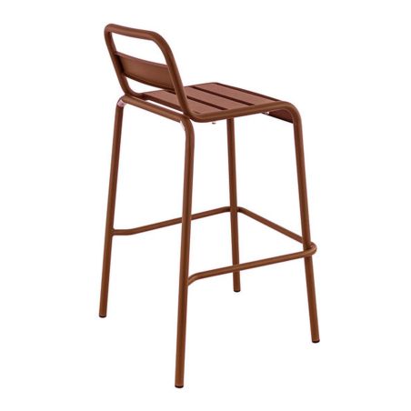 Tabouret de bar BASTILLE BST H75 empilable d'extérieur - Acier terra