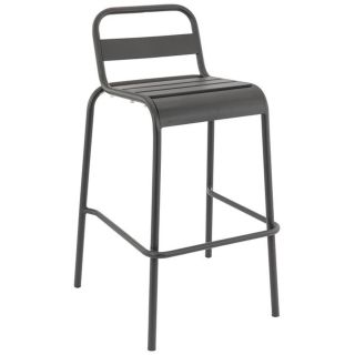 Tabouret de bar BASTILLE BST H75 empilable d'extérieur - Acier anthracite