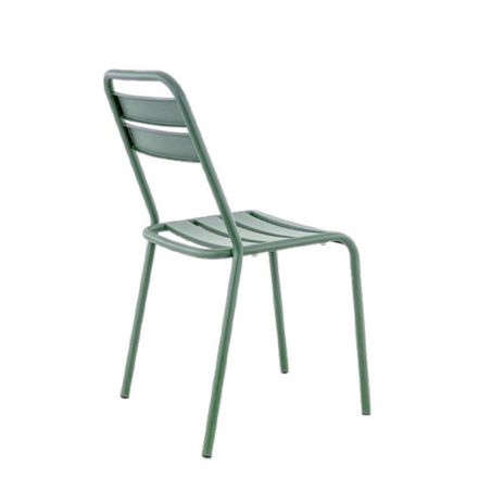 Chaise de terrasse BASTILLE H45 empilable d'extérieur - Acier sauge
